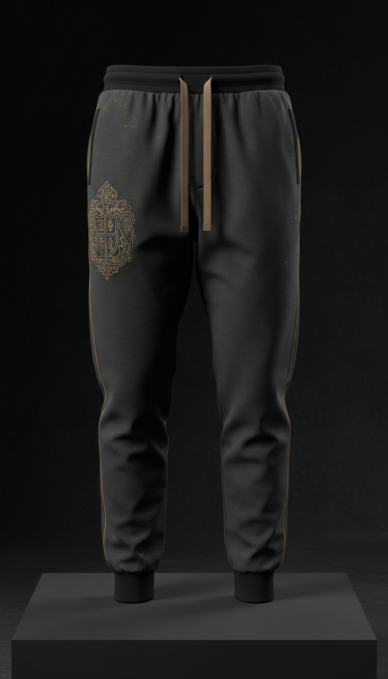 Tailored Track Pants with Crown Motif
