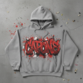 CAPONE Graffiti Hoodie - grey hoodie with dripping graffiti back print