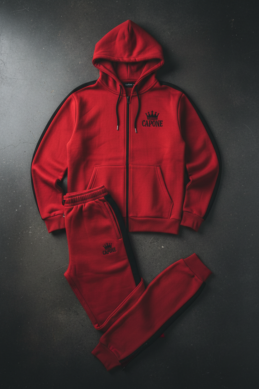 CAPONE Red Strike Tracksuit - Red and black full matching set
