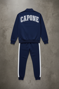 CAPONE Navy Varsity Tracksuit - Navy blue full matching set with white varsity lettering