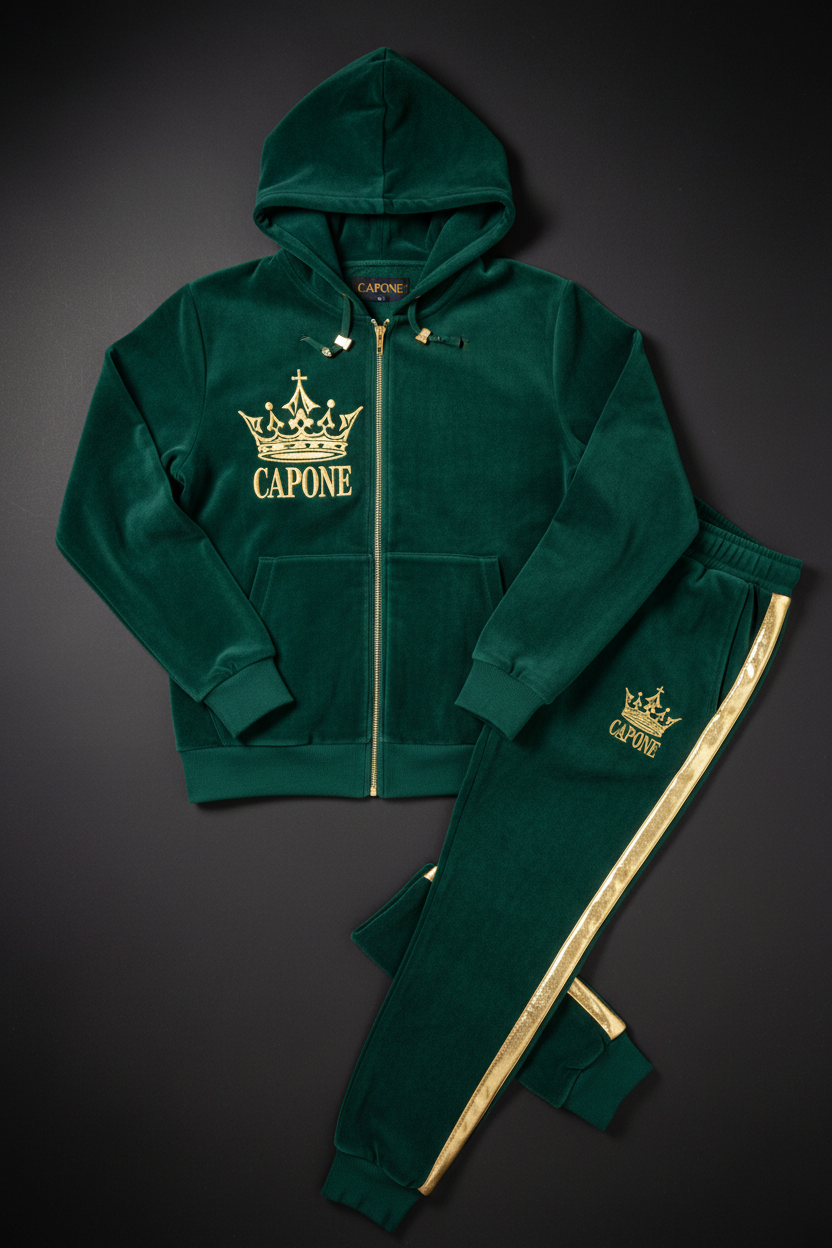 CAPONE Forest Green Tracksuit - Forest green full matching set with gold emblem