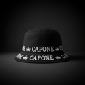 CAPONE Bucket Hat - All black with embroidered CAPONE text and crown motif