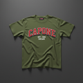 CAPONE Varsity Tee - Olive green collegiate varsity style tee